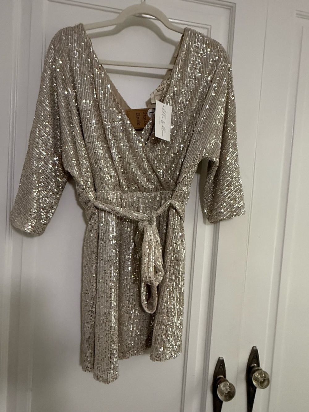 Style Rack Gold Sequin Wrap Dress